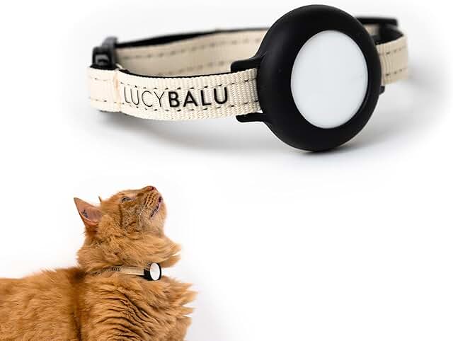 LucyBalu® Premium AirTag Cat Collar, Tear-Resistant Cat Collar for AirTag Made of Nylon, AirTag Collar for Cats, Cat Tracker, Apple AirTag Compatible, Size Adjustable Nylon Strap, Sand product image