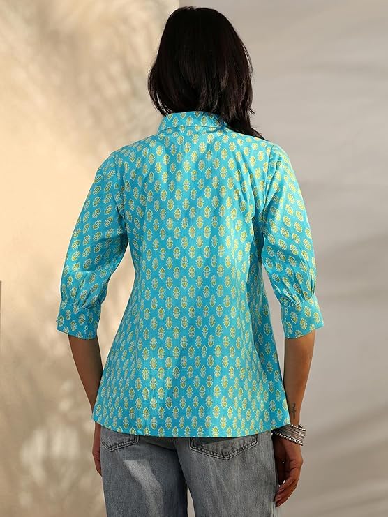 Image of Libas Printed Cotton A-Line Kurti for Women