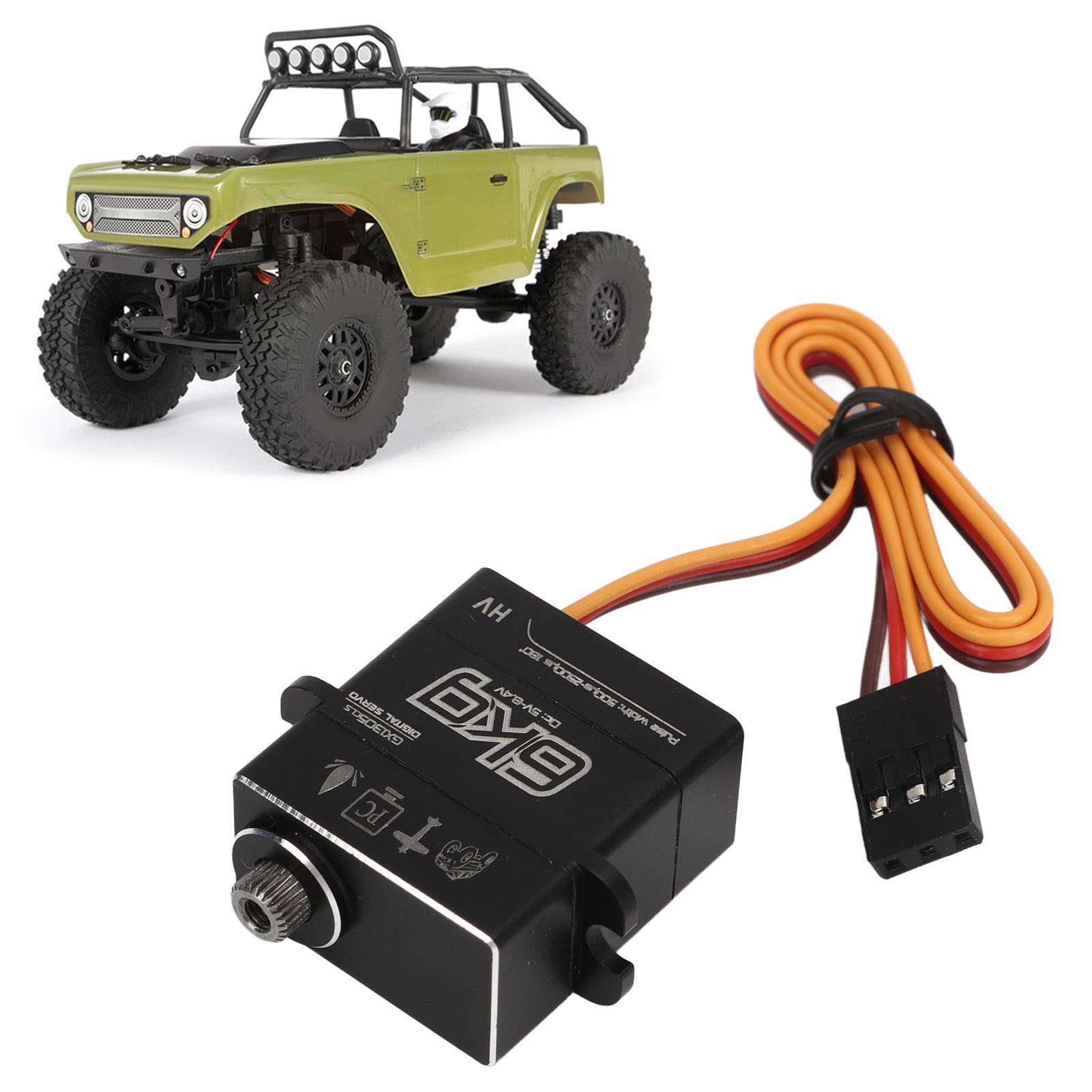 Serwo Sterujące RC, Serwo Cyfrowe 6KG w Całości z Metalu o Wysokiej Wodoodporności łatwa Instalacja Serwo dla AXIAL dla SCX24 1/24 RC Car