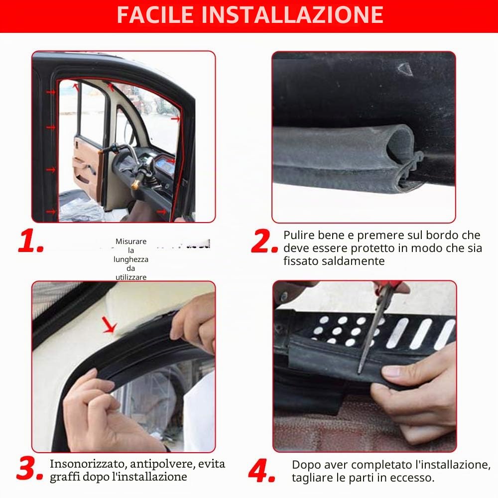 Guarnizione per portiera auto, 6m Guarnizione in gomma per bagagliaio, per auto, barche, camper, camion e applicazioni domestiche, protezione dalle intemperie