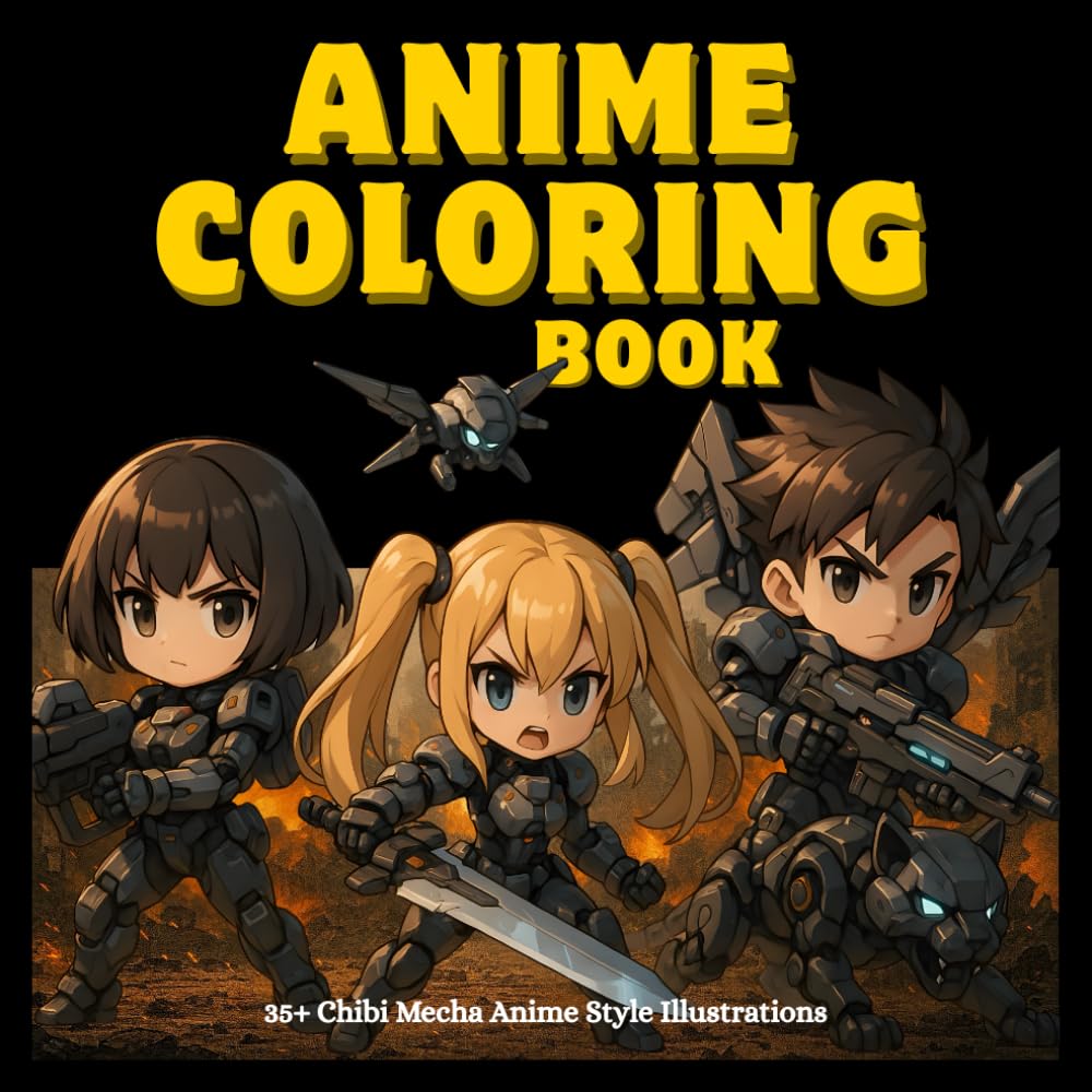 Anime Style Coloring Book: Amine Chibi Mecha: For Kids, Teens and Adults