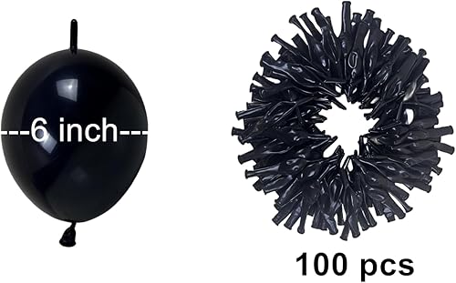 Miniatura 2 de Globos de enlace, 100 globos pequeños de látex negro de 6 pulgadas, globos de cola de aguja de enlace rápido conectados para decoración de