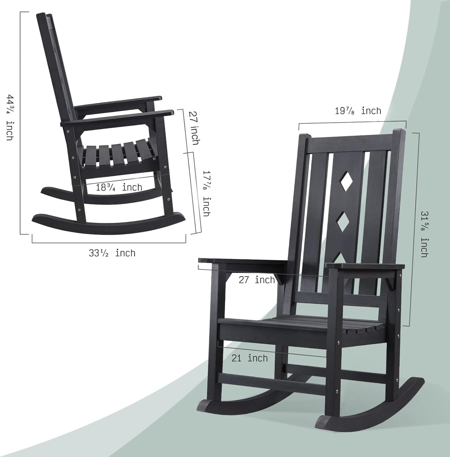 EFURDEN Rocking Chair Set of 2, Weather Resistant Patio Rocker for Adults, Smooth Rocking Chair Indoor and Outdoor,350lbs Load (Black) : Patio, Lawn & Garden