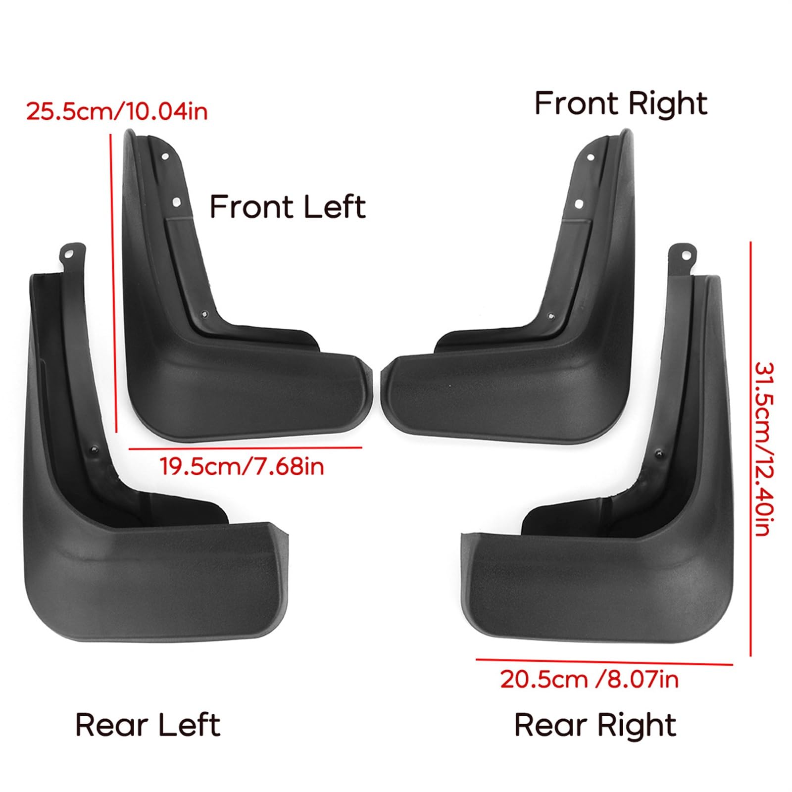 4 pezzi Parafanghi Anteriore Parafango Posteriore Paraspruzzi Guardia Splash Flap Parafango, for Chery, Tiggo 7 Pro 2021 2020