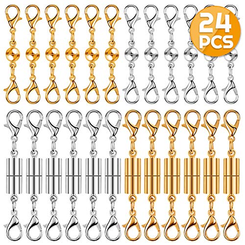 Anezus 24Pcs Necklace Clasp Magnetic Jewelry Locking Clasps and Closures Bracelet Extender