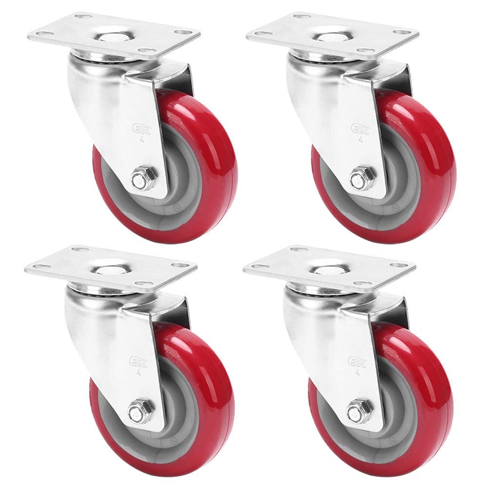 GBRJUYF Heavy-Duty Swivel Casters with Brakes - 500kg Load Capacity 4-Pack Universal Rubber Polyurethane Wheels 360° Rotation for Smooth Transport and Maneuverability