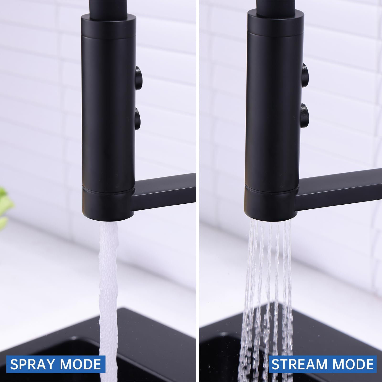 Rubinetto Lavello Cucina con Doccetta Nero Miscelatore Cucina Pieghevole Sottofinestra Rubinetti Cucina Flessibile con 2 Tipi di Spruzzo