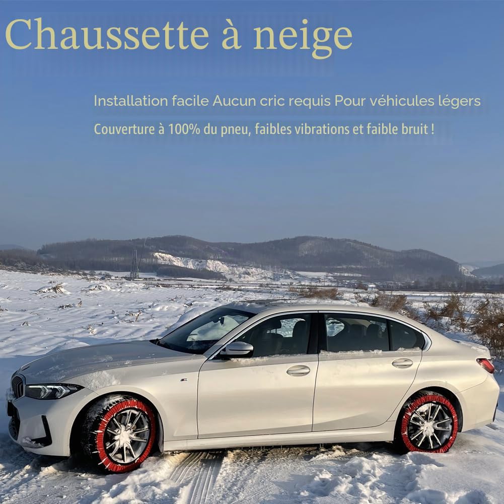 chaussettes à neige pour pneus Chaînes à neige textiles lavables Installation rapide Utilisation facile KE79