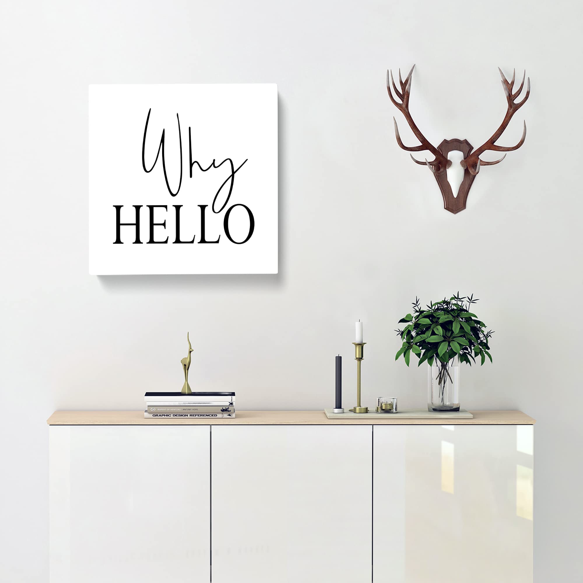 Why Hello Modern Typography Quote Canvas Print, Mixed, 35L x 35W cm - Image 2