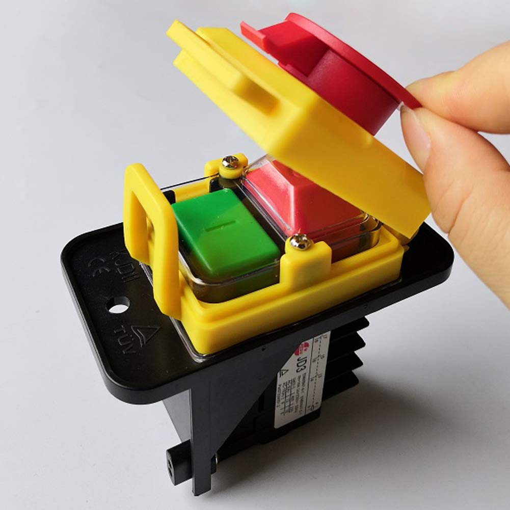 KEDU KJD11 Interruttori Elettromagnetici Impermeabili 8 Pin Relè JD3 Interruttore a Pulsante ON-OFF con Funzione di Protezione da Guasti di Alimentazione e Sottotensione per Macchine Utensili 230V 16A