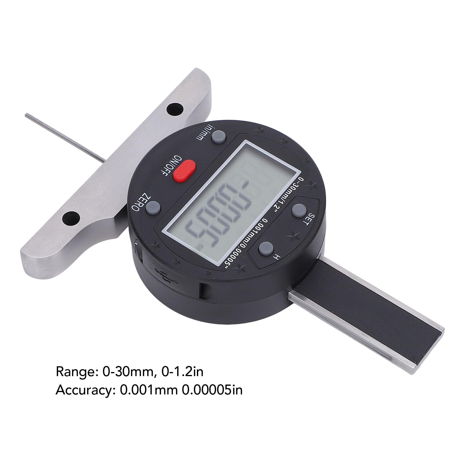 Digital Depth Gauge, 0-33mm Measuting Range, Inch and Millimeter, with LCD Screen, Battery Powered, for Motorcycles, Cars