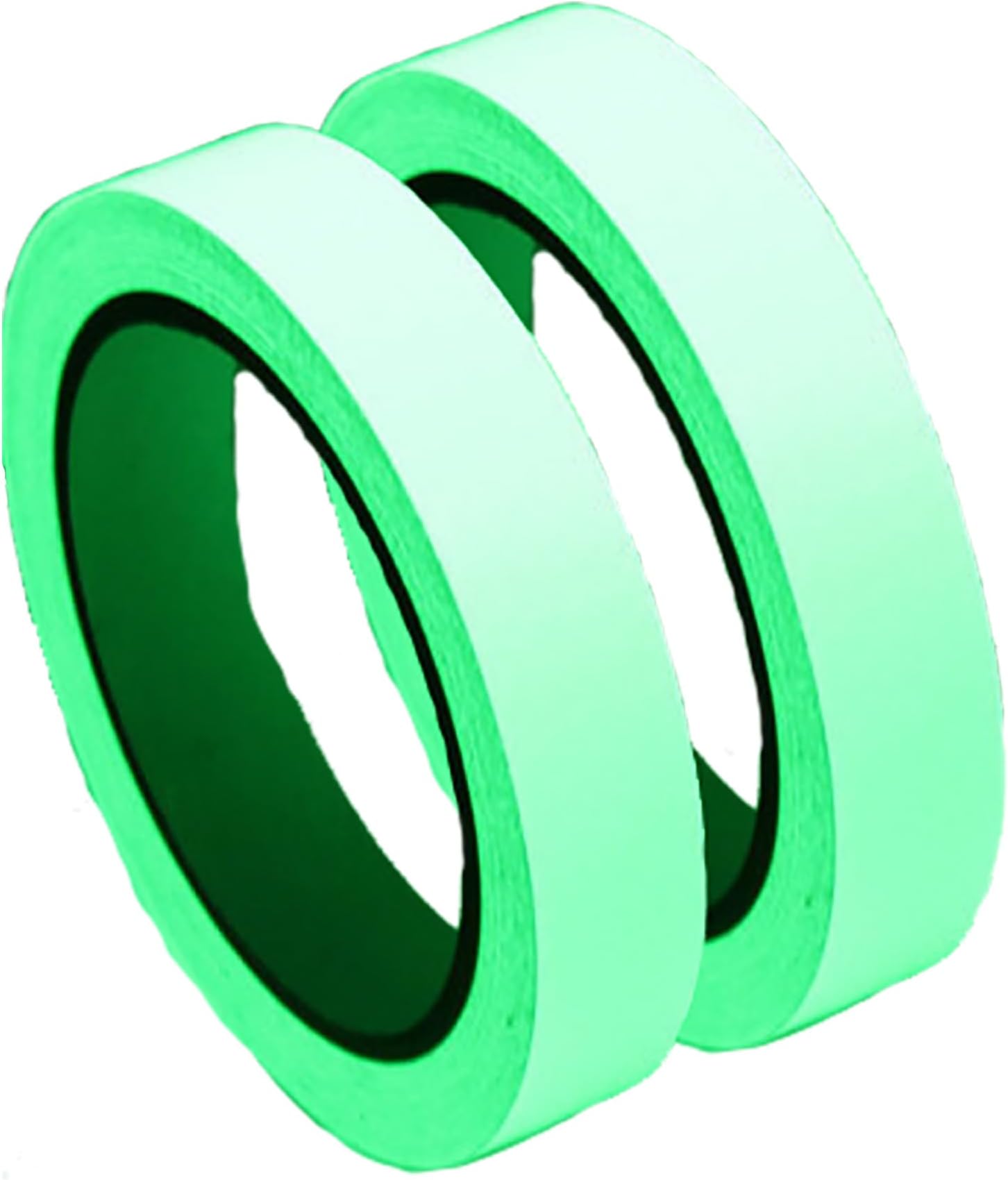 ALMEKAQUZ Luminous Glow in Dark Tape, Waterproof Fluorescent Adhesive, Warning for Stairs, Decoration Wall, Stage Supplies (Green, 10m x 10mm, 2 PCS)