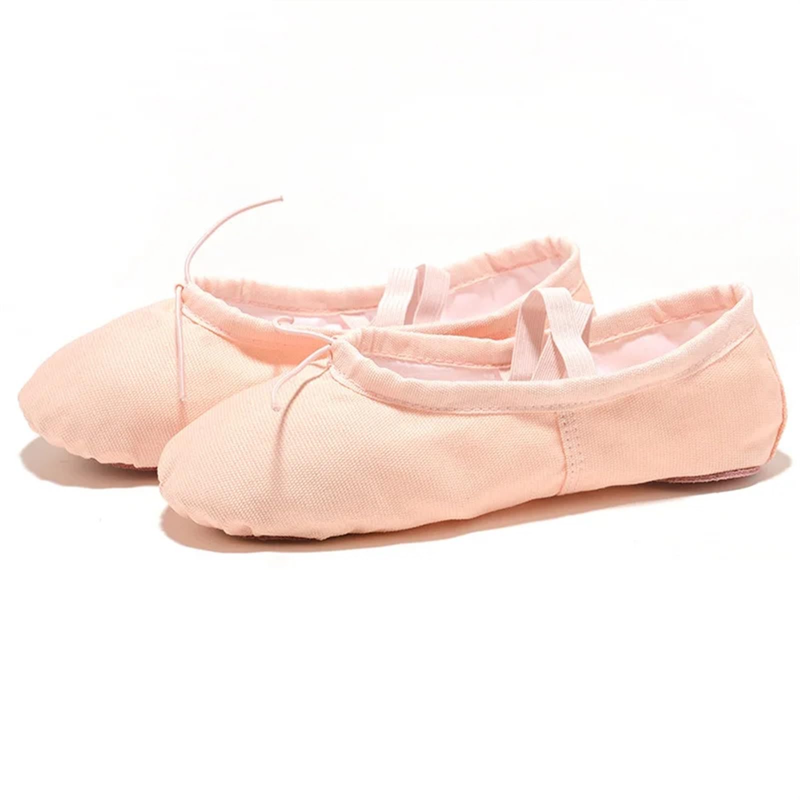 Zapatillas De Ballet Negro Rojo Rosa Blanco Lona Plana Yoga Profesor Gimnasia Ballet Zapatos de Baile Niños Ballet for Niñas Mujeres Zapatillas Ballet Mujer(Pink,22(14.5cm))
