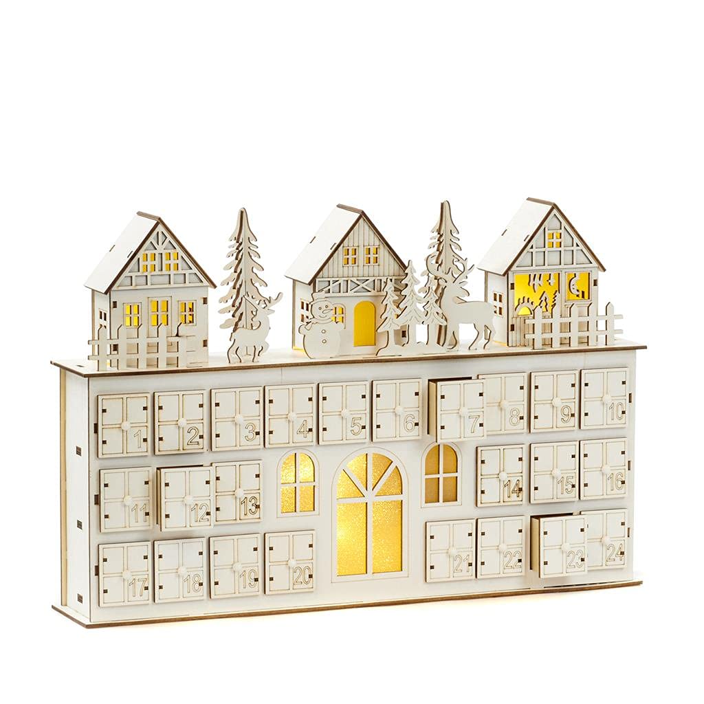 Goodwill Iluminar el calendario de Adviento de la casa de madera llevado 39 centímetros