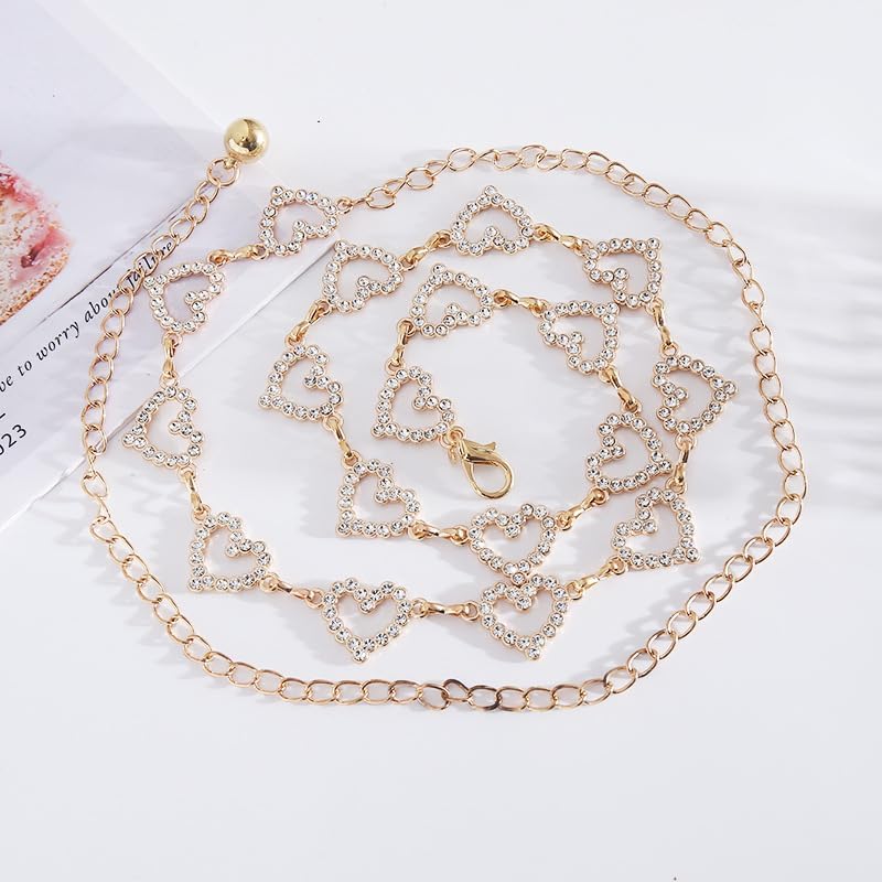 Heart Chain Belts for Girls Kids - Rhinestone Gold Metal Waist Belt for Flower Girl Dresses Jeans - Image 5