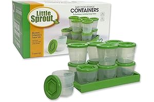 Green 2-ounce Freezer-safe BPA-free Baby Food Storage Containers with Writeable Lid