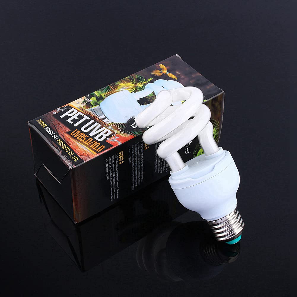 13W UVB 5.0, E27 Baza Energooszczędna Żółw Terrarium Terrarium Lampy REPTILE Żarówka UV, Wydajna do 50 cm, Symuluje pustynię, dostarcza promienie wapnia