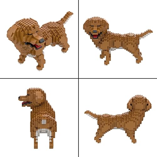 Miniatura 4 de Larcele Conjunto de animales de micro bloques de construcción, mini ladrillos de juguete de construcción 3D, 824 piezas KLJM-05 (Golden Retriever)