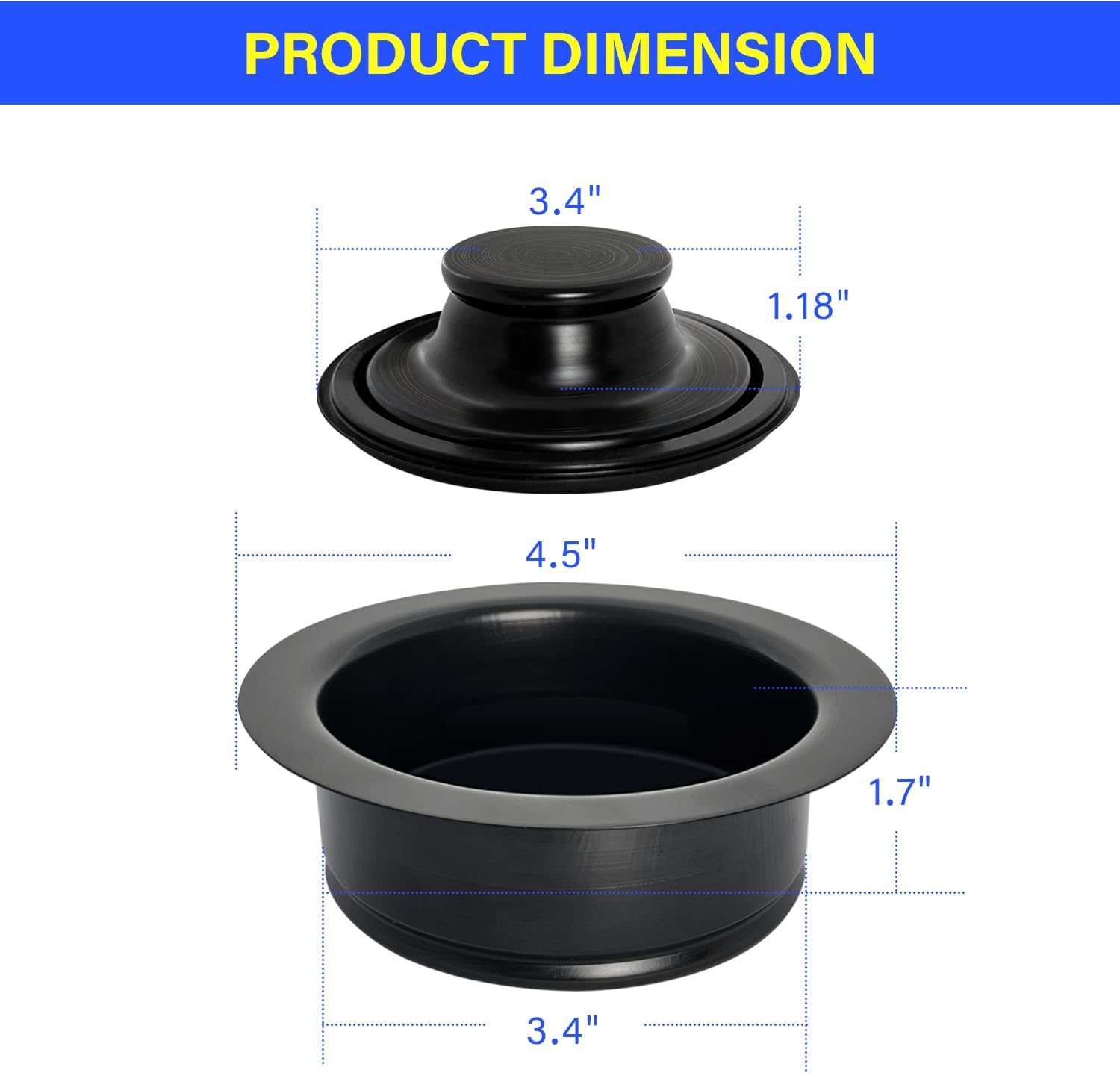 Universal Garbage Disposal Flange and Sink Stopper Kit ORB Stainless Steel Sink Mount for InSinkErator, Waste King, Badger & Most Models Oil Rubbed Bronze