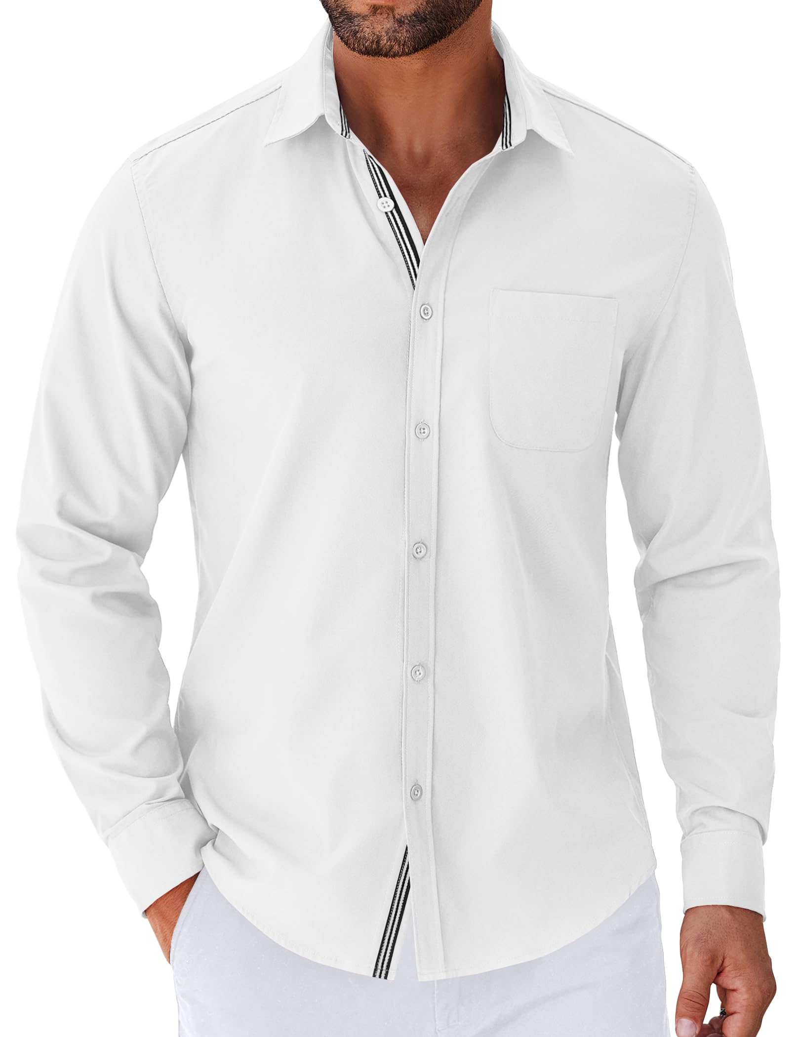 COOFANDY Hemd Herren Langarm Freizeithemden Business Casual Hemden | Bügelfrei Hemd, Regular Fit, Button Down Hemd, Männer Langarmhemd, Anzugshemd mit Brusttasche, Hochzeit Hemd