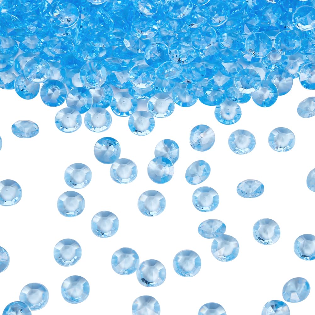 SOFPLATE 1000Pcs Clear Acrylic Gems Bulk Diamonds Vase Filler 8mm Blue Faceted Faux Diamond Gem Stones Crystal Jewels for Vases Fillers Table Scatter Confetti Makeup Wedding Decoration Art Crafts