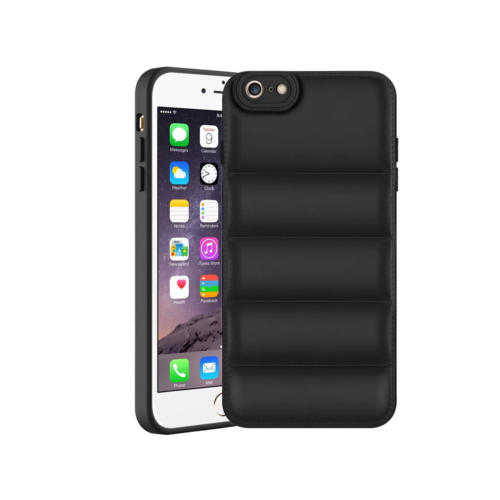 Rubber Puffer Case Camera Protection Soft Back Cover for Apple iPhone 6 Plus|Apple iPhone 6S Plus -Black