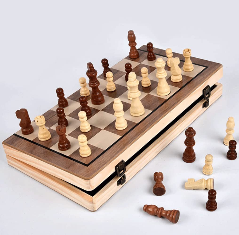 Set Scacchi Magnetic Folding Chess Set, 15.4 "x .4" portatile di viaggio legno scacchi Board Game , Crafted Pieces bagagli con 1 flanella Borse, Perfetto bambini principianti e adulti Scacchiera Gioco