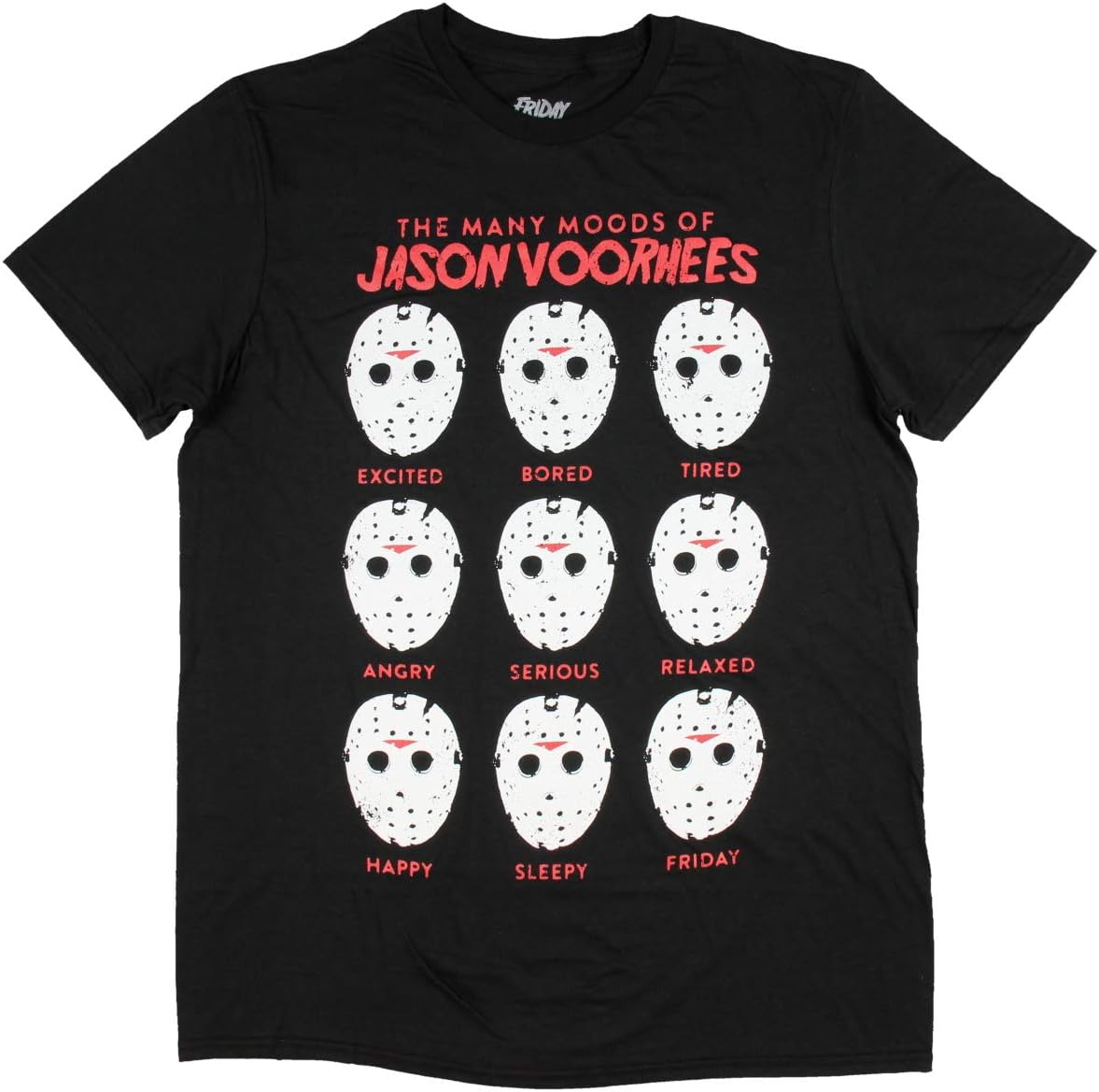 The Many Moods of Jason Voorhees Mask Shirt Distressed Officially Licensed Horror Film Movie T-Shirt