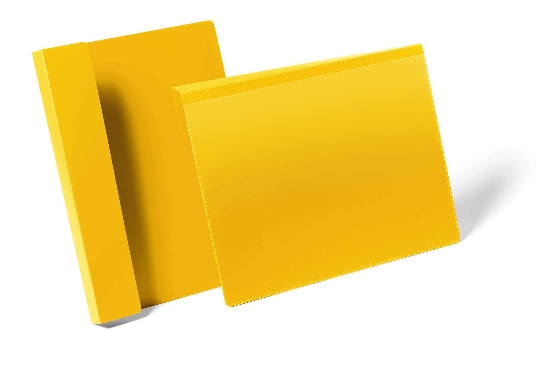 Durable 172304 Buste con Aletta Pieghevole di Aggancio A4 Orizzontale, Confezioni da 50 Pezzi, Giallo