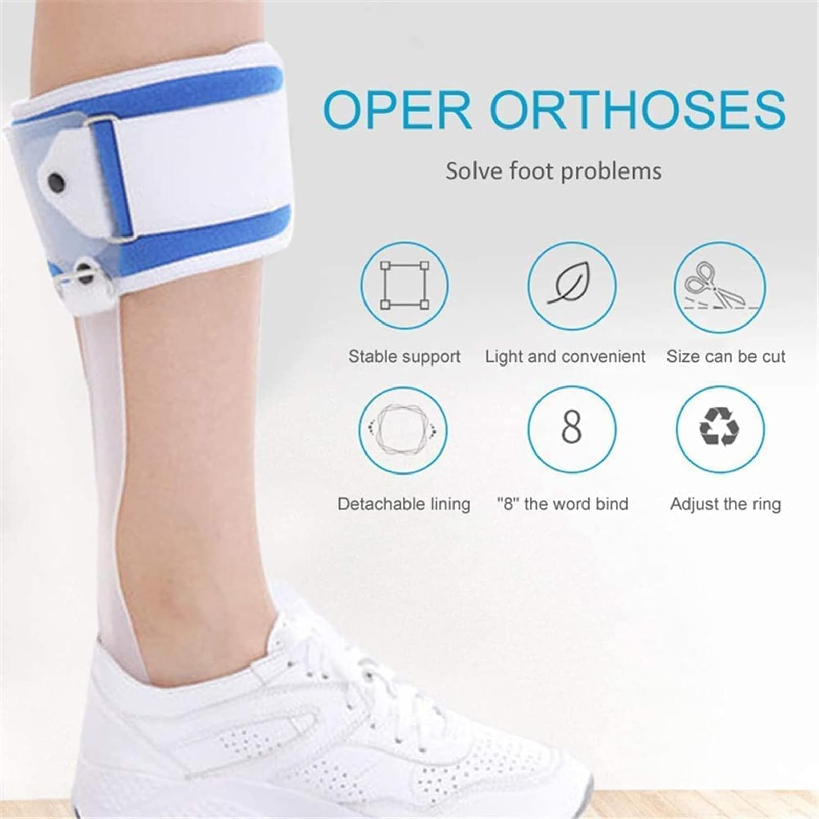 Ortesis para caída de pie, férula de tobillo ajustable AFO, soporte para pies, corrector de pie para dolor de artritis, fascitis plantar y espolón calcáneo, para aliviar el dolor, izquierda, S
