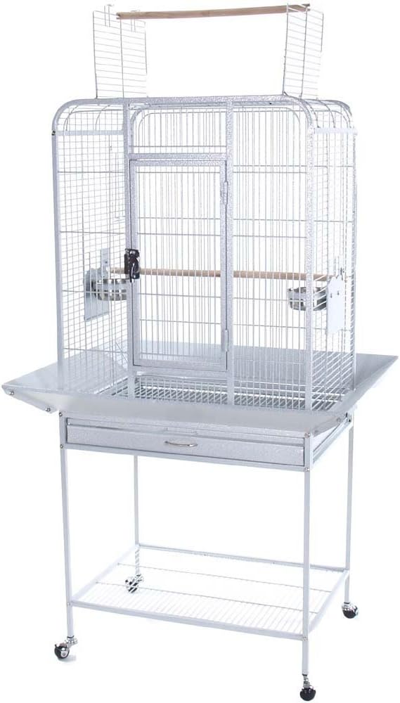 New Bird Parrot Cage 24"x18"x54" with Seed Guards Open Top Cockatiel Conure Finch (White Vein)