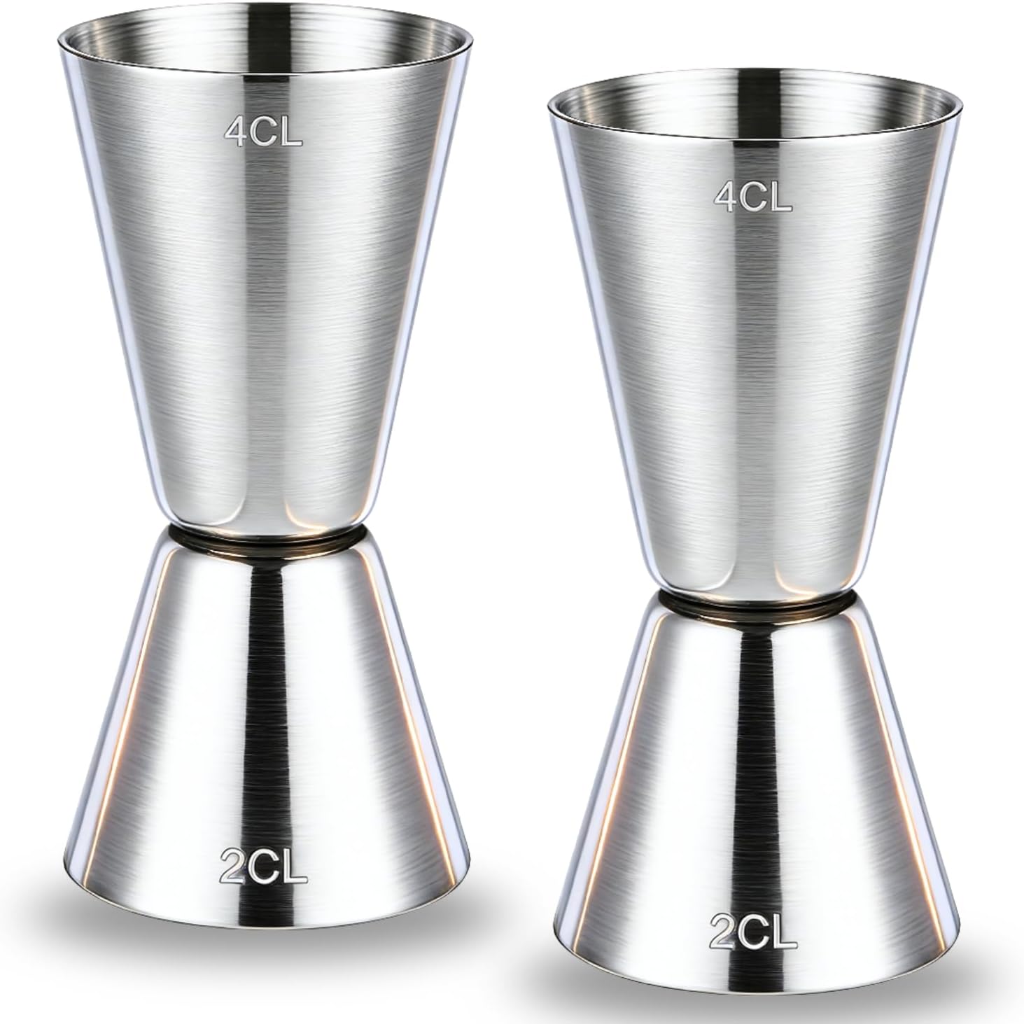Cocktail Measuring Cup Set - Pack of 2, 2cl & 4cl Dual Spirit Measure Cup - Cocktail Measuring Cup - Stainless Steel Bar Measure for Perfect Cocktails - Precise Scale for Bars and Home