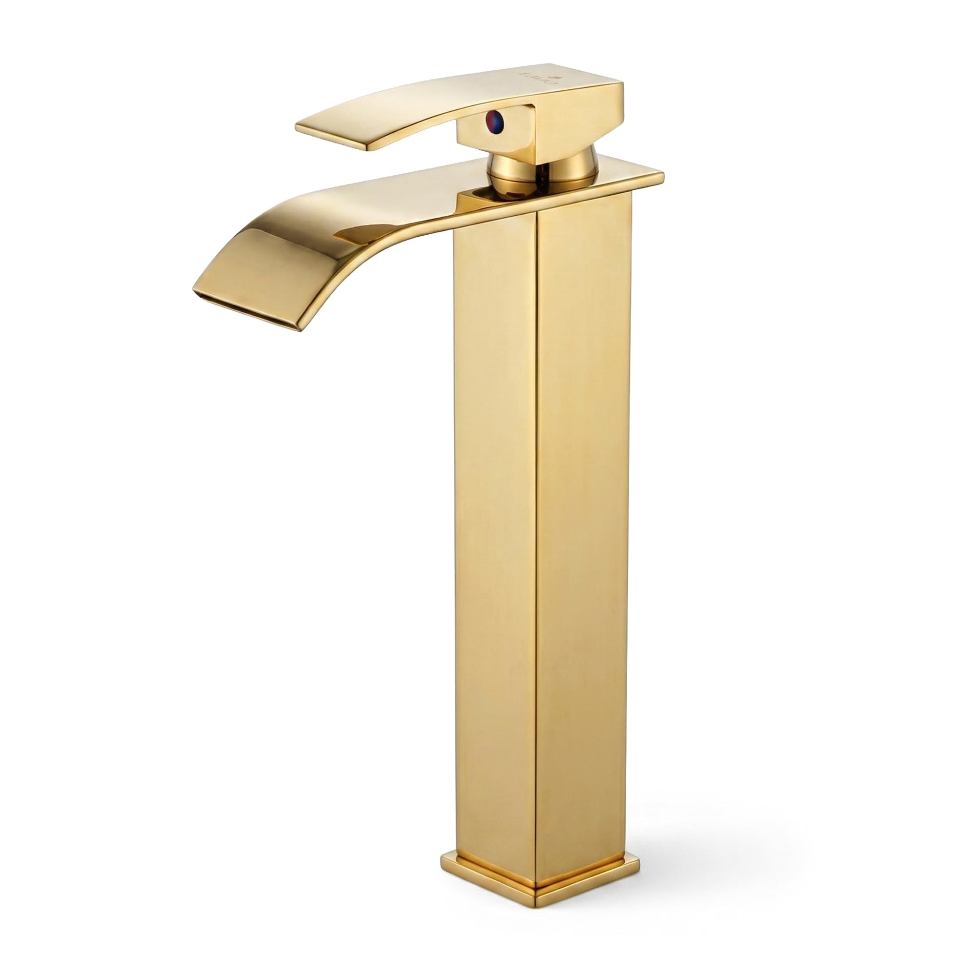 AKORD Mitigeur de Lavabo EVIO Haute Cascade pour Vasque à Poser, Robinet de Salle de Bain Design, 30 cm, Or