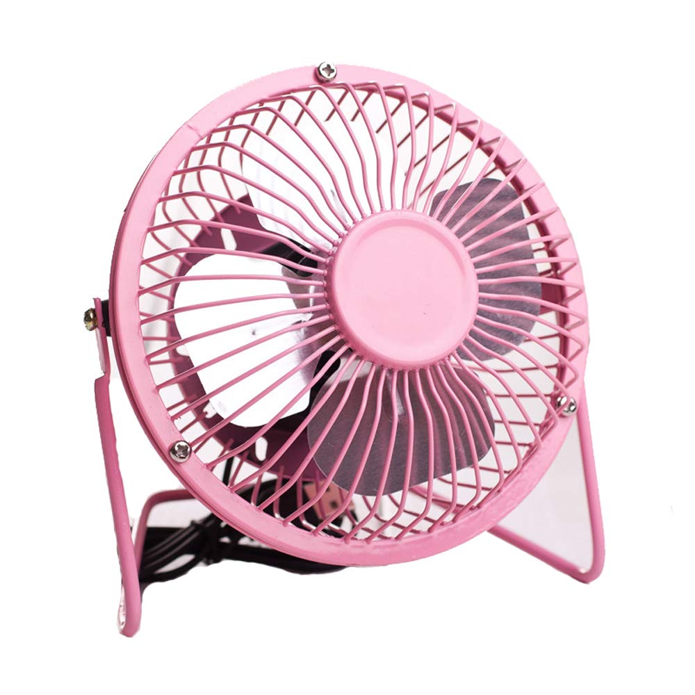 IOQSOF 4 Inch USB Desk Personal, Metal Design, Quiet Operation, 360 Rotation, Portable Mini Table Fan, Perfect for Home, Office, Desktop, Pink