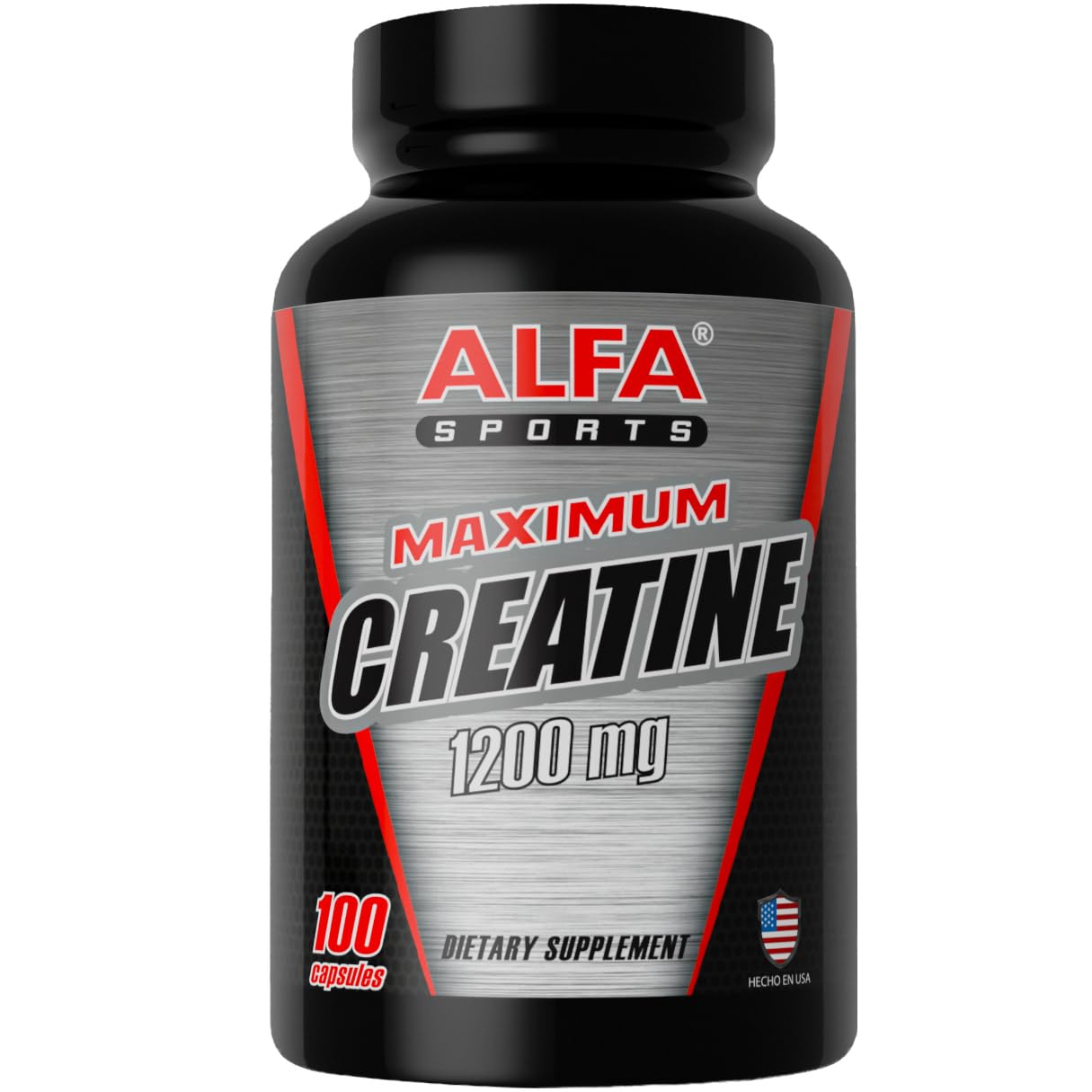 ALFA VITAMINS Maximum Creatine Monohydrate 1200 Mg 100 Capsules. Muscle Mass - Muscle Growth - Post Workout Recovery. Reduces Effects of Lactic Acid