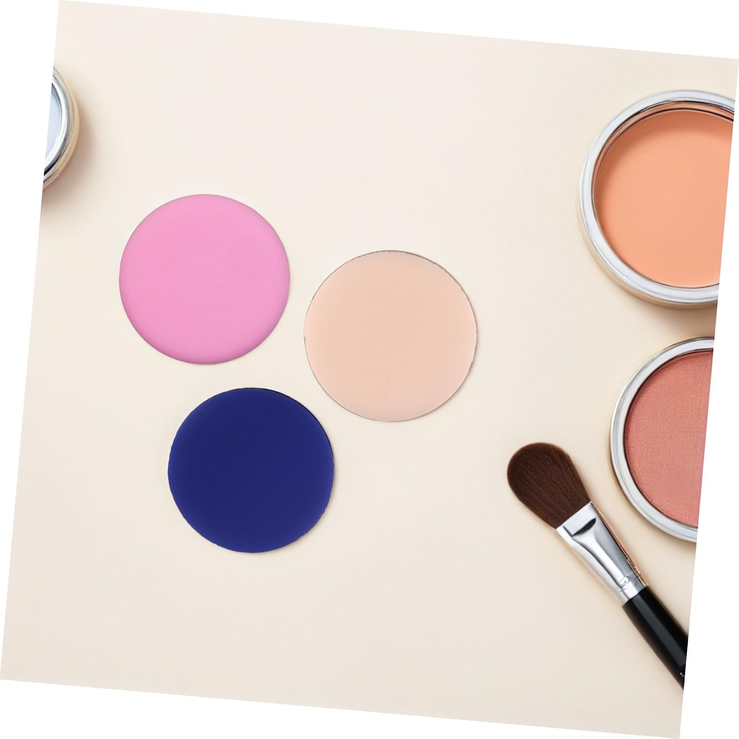 Mikinona 15pcs Round Puff Makeup Sponge Powder Puff Foundation Non-latex Blue Fair Dry Wet Travel Size