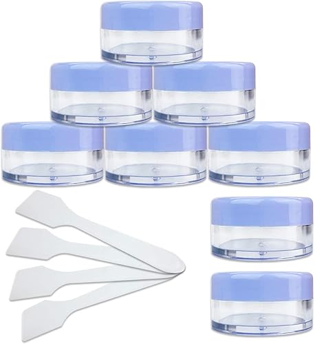 Miniatura 27 de Beauticom® 4 piezas de lavanda azul bebé tarro vacío de plástico transparente de 0.3 fl oz/0.35 oz recargable crema cosmética sombra de ojos uñas