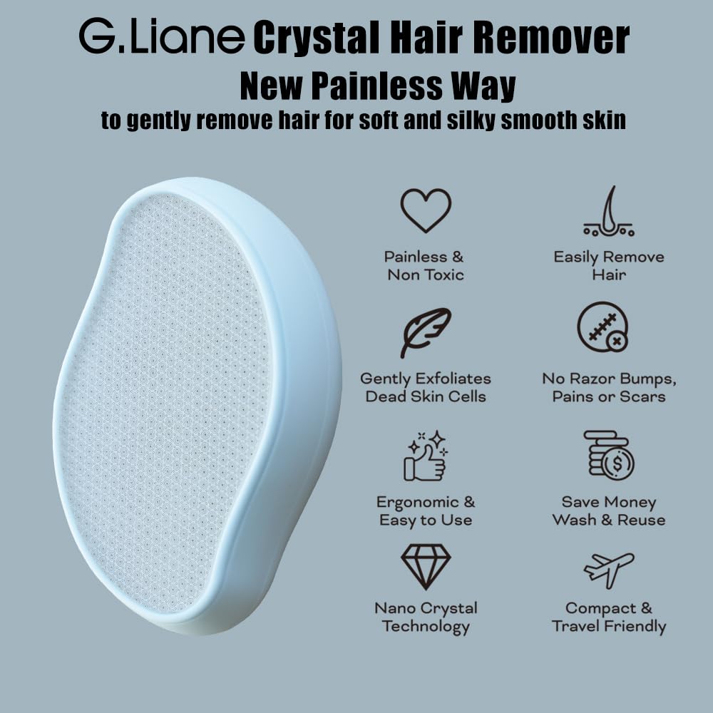 G.Liane Premium Crystal Hair Eraser,Painless Exfoliation Hair Removal Epilator,Nano Glass Hair Remover for Women,Natural Gentle and Efficient Shaver Trimmer on Leg Arm(Sky Blue) - Image 2