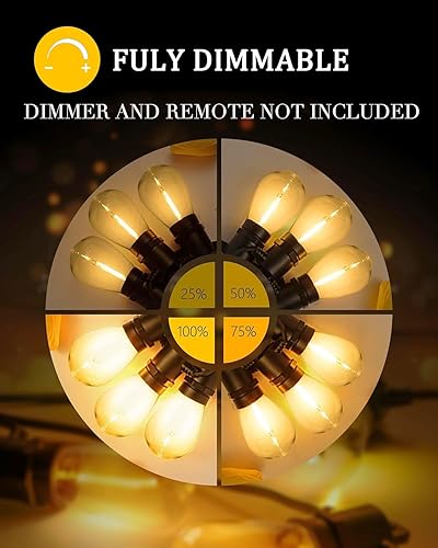 Miniatura 2 de LONIUTO Cadena de luces para exteriores, tira de luces LED de 200 pies, impermeable e inastillable, luces colgantes de patio con 50 bombillas, luces