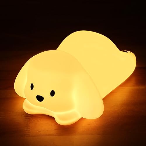 Tremdwoto Dog Night Light for Kids,Cute 7 Colors Night Lights Baby Girl Squishy Dog Nightlight Lamp 1/3 Hour Timer Light Dimmable Nursery Lamp Nightlight Cute Kids Room Decor,Gift for Girls and Boys - Dog