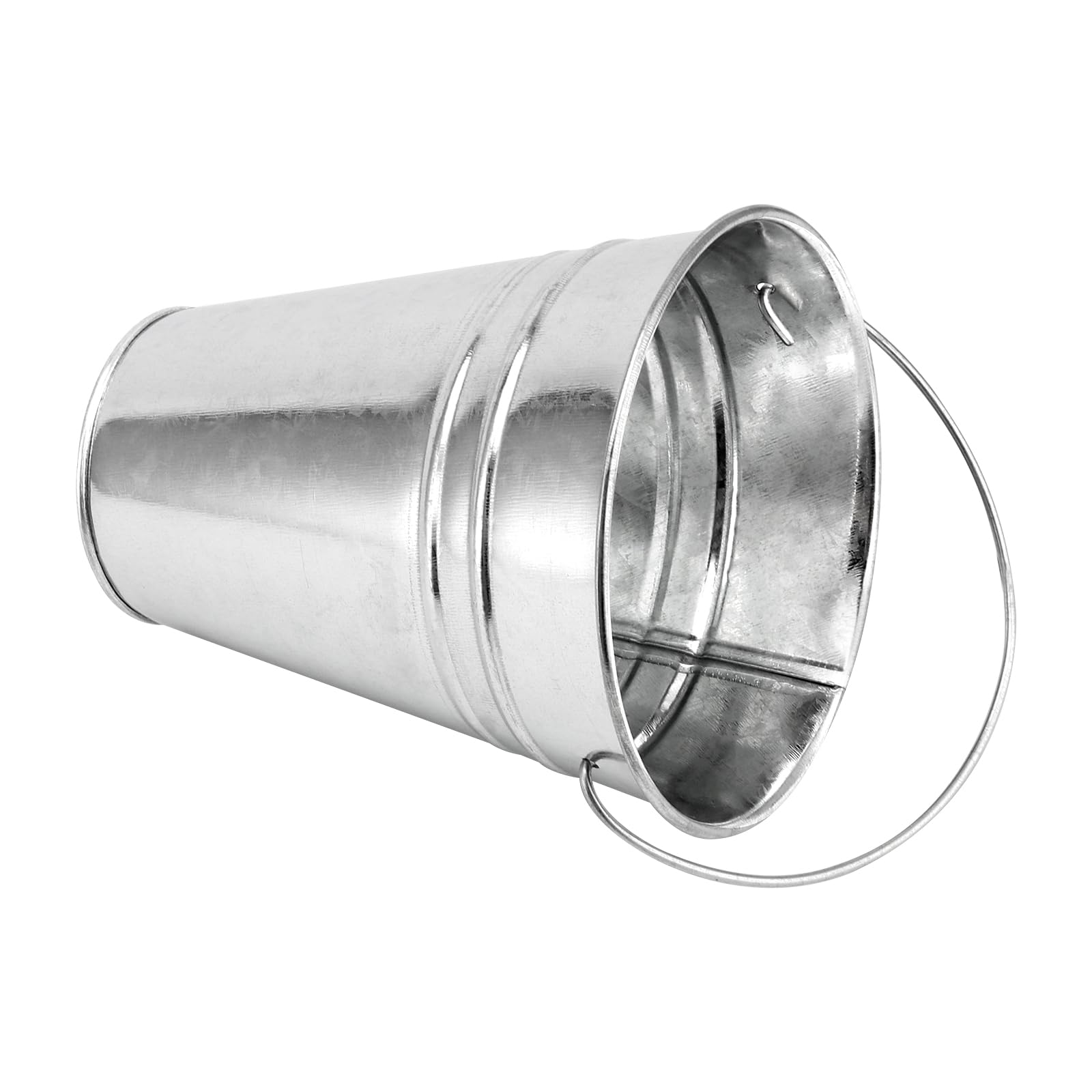 Paquete de 40 cubos de metal galvanizado de 4.5 x 5 pulgadas, cubos metálicos plateados con asa, mini cubos de hojalata para manualidades, hielo, aperitivos, decoración de flores 4