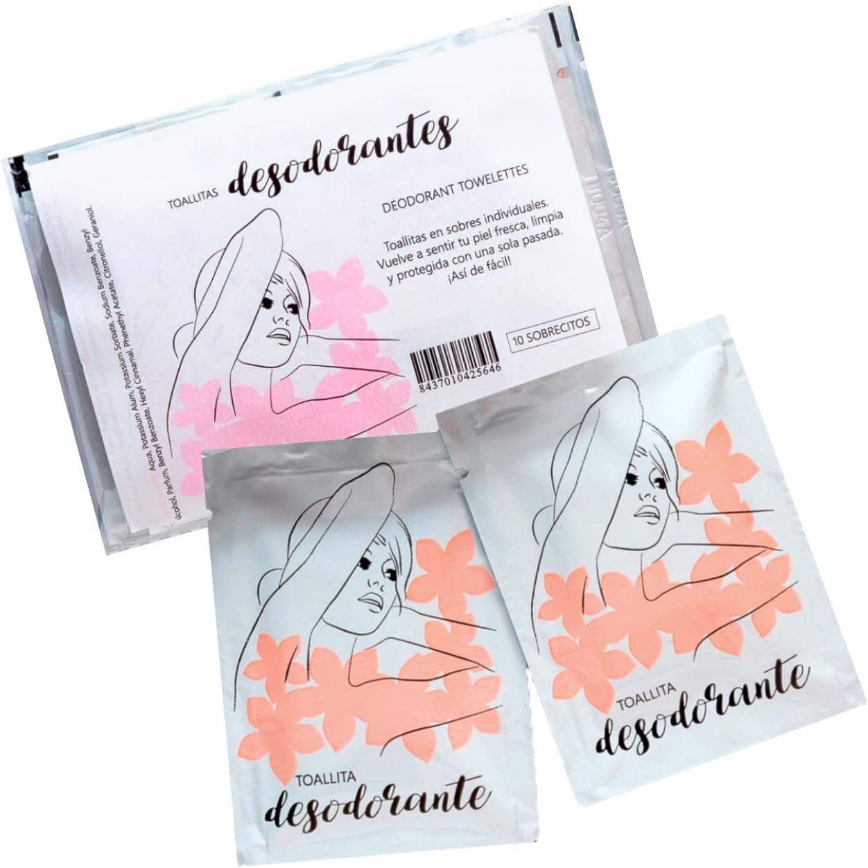 30-pack Deodorant Wipes Unidose w/Potassium Alum Mineral | Antiperspirant Towelettes for Body, Armpits, absorb Sweat, Odor | Unisex, Quick Dry, Anti-Stain | Made in EU