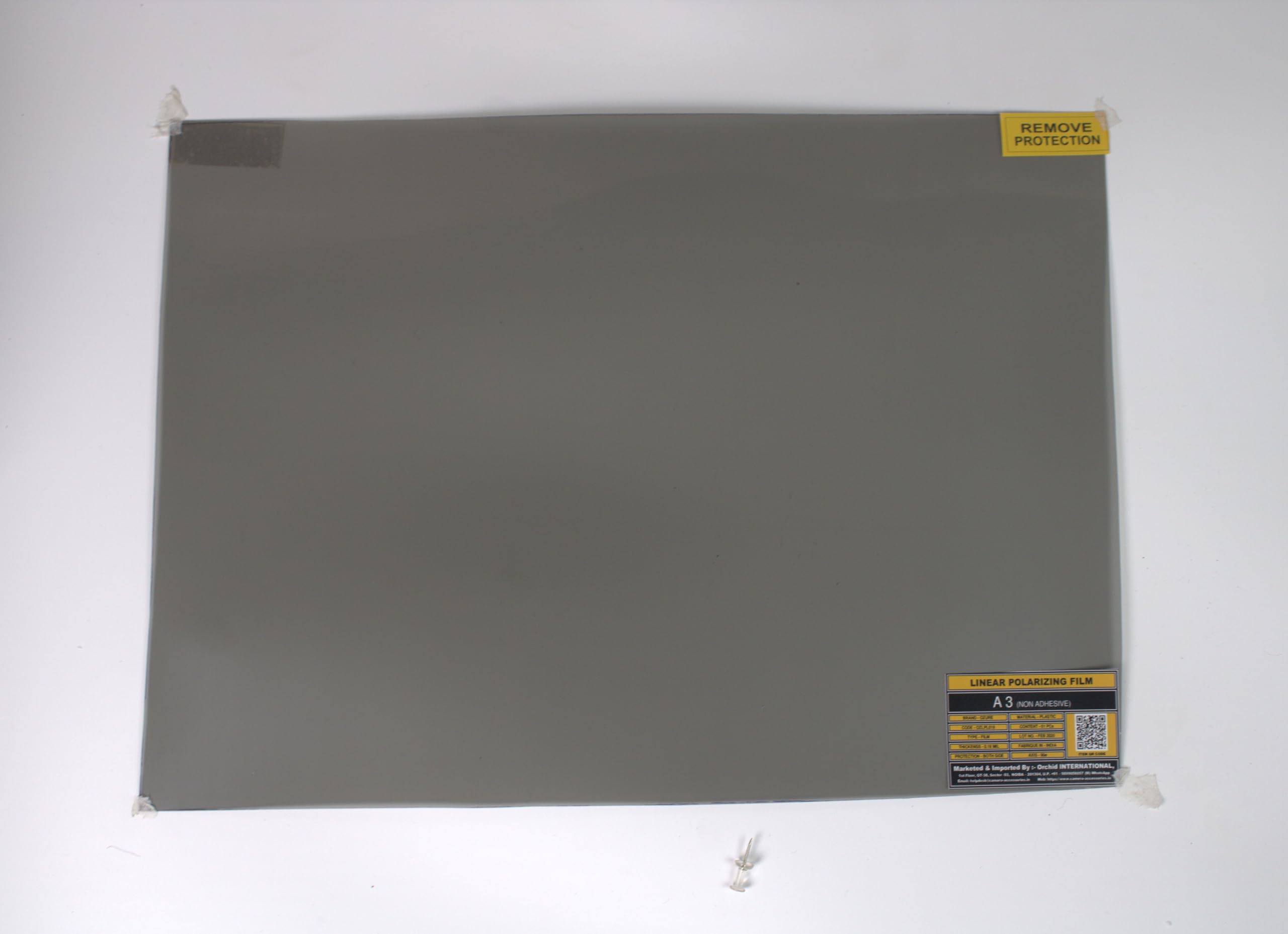 Linear Polarization Film Sheet A3 Size (297 x 420mm) – 90° Polarizer, Non-Adhesive – Removable Protective Layers on Both Sides