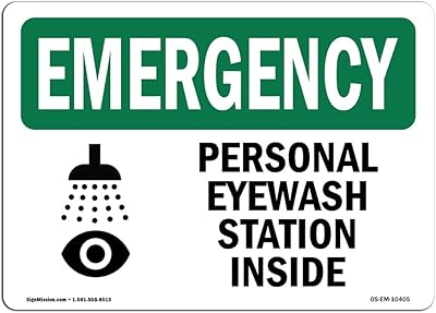 OSHA Emergency Sign - Personal Eyewash Station Inside with Symbol | Rigid Plastic Sign | Protect Your Business, Work Site, Warehouse | Â Made in The USA