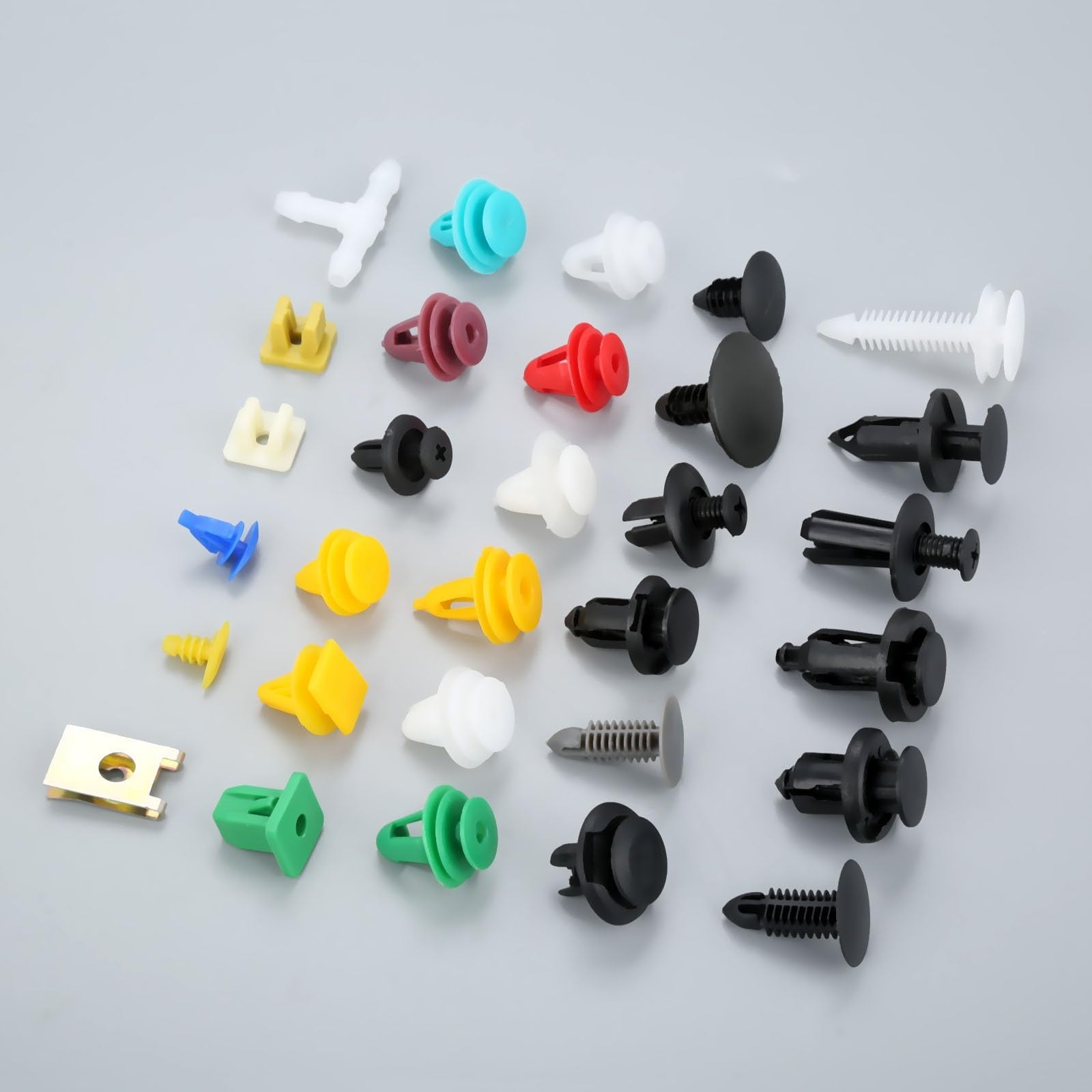 Viti e accessori 500PCS Elementi Di Fissaggio Misti Pannello Rivestimento Della Porta Paraurti Automatico Rivetto Clip Per Auto Fermo Push Kit Copertura Motore 30 Tipi