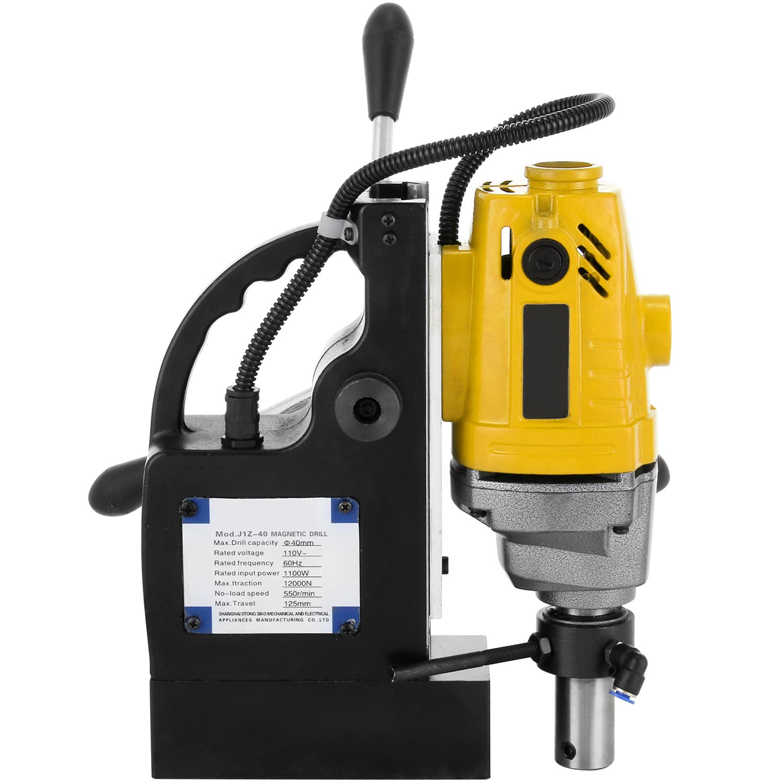 VEVOR Trapano Elettrico Magnetico MD40, Motore del Sistema di Perforazione Magnetico ad Alta Potenza 1100 W, 220 V, 50 Hz, con Set 6 Frese In HSS, Usato per Strutture in Acciaio, Costruzioni Navali