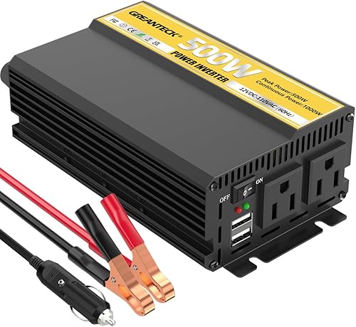 Inversor de corriente de 500 vatios, convertidor de onda sinusoidal modificada de 12 V CC a 110 V 120 V CA, inversor de onda sinusoidal modificada