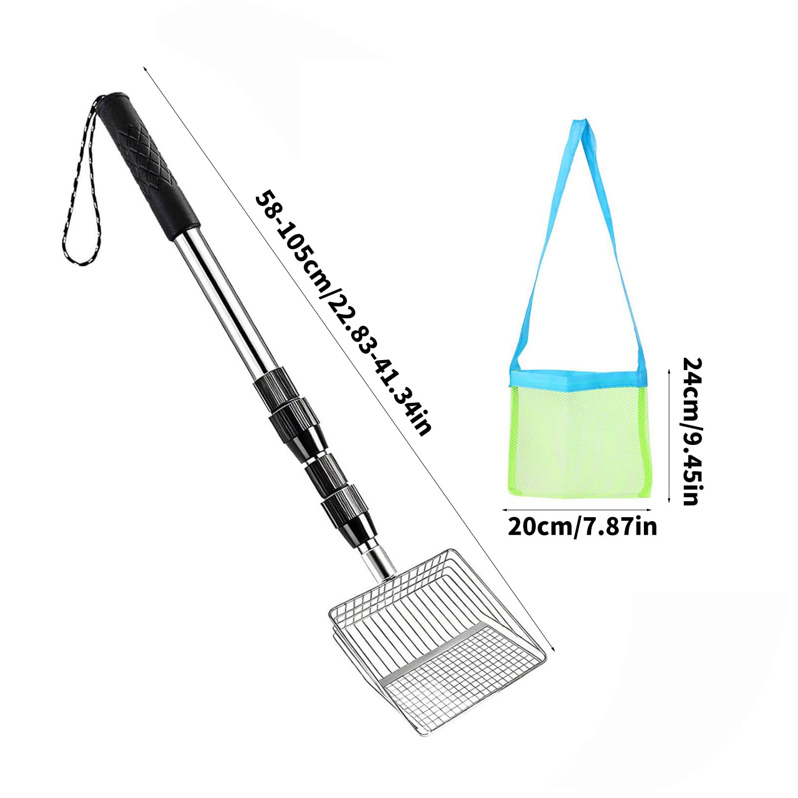 Tamiz de con Bolsas de Playa, tamiz de Dientes de Metal, Palas de, Pala para Recoger Conchas, Herramienta para Pala