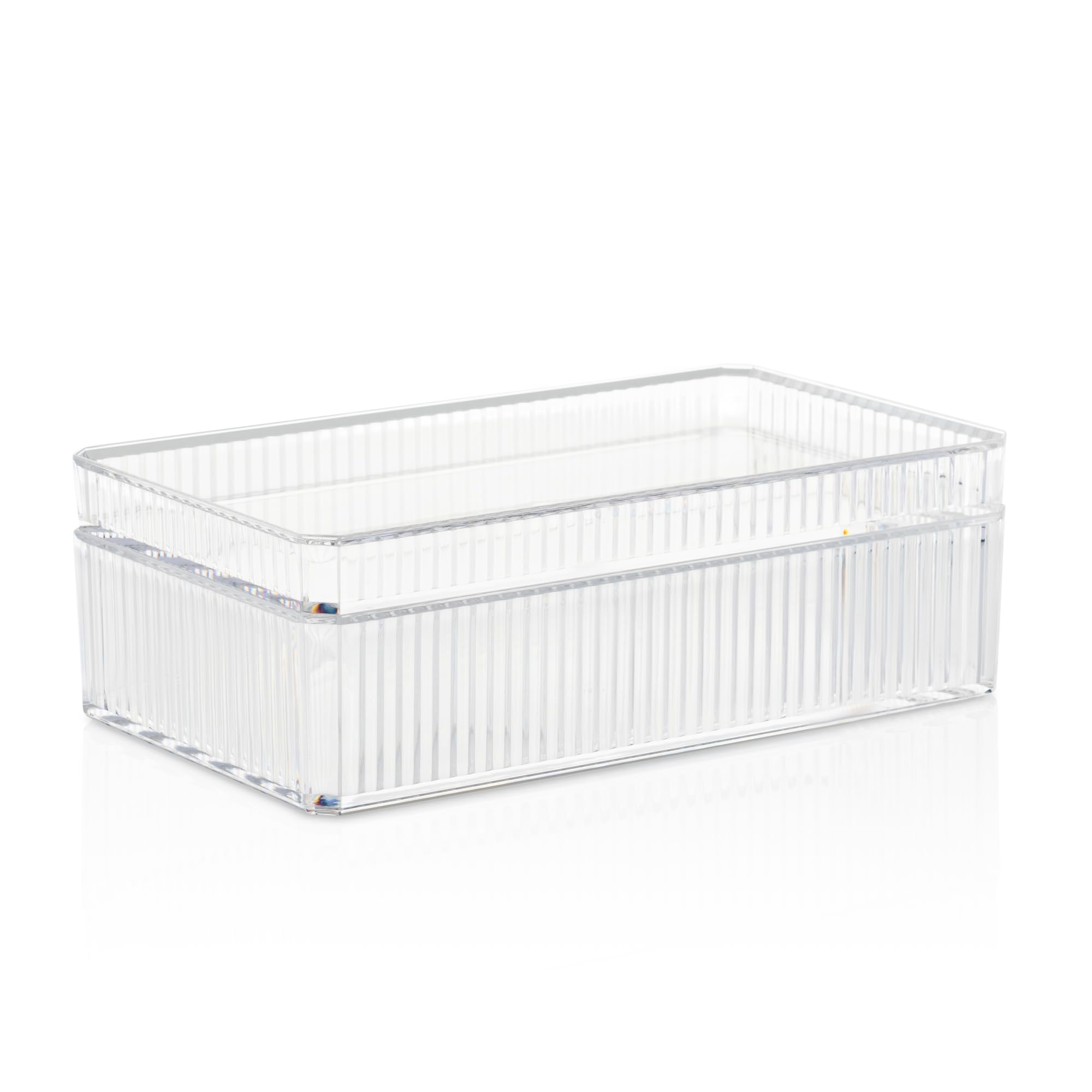 RAWR Acrylic Clear Stackable Storage Box With Lid, Plastic Makeup Organizer & Bathroom Storage for Medicine Art Supplies