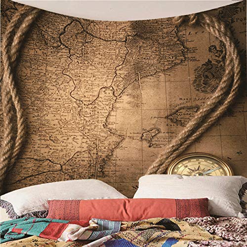 Tapiz de pared KnSam con acabado textil premium de mapa antiguo 4